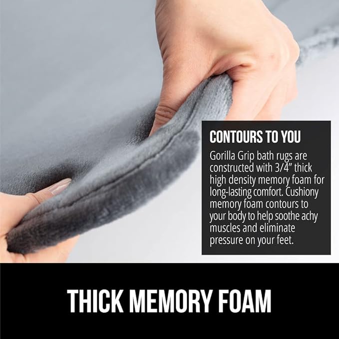 GORILLA GRIP Memory Foam Bath Rugs, Soft Absorbent Velvet Bathroom Mats - Image 4