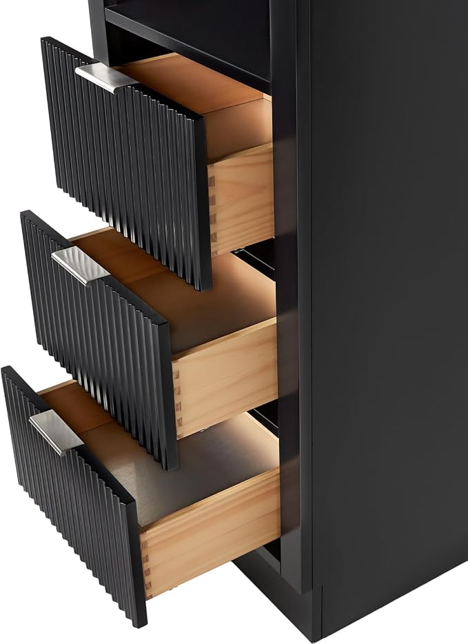 ARIEL Milan Bathroom Storage Cabinet 65”H x 20”W x 16”D Black - Image 7