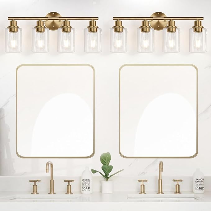 4-Light Bathroom Light Fixtures, Brushed Brass Modern Vanity Lights - Image 6