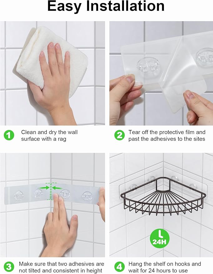 SMARTAKE 2-Pack Corner Shower Caddy, SUS304 Stainless Steel, Wall Mounted - Image 6