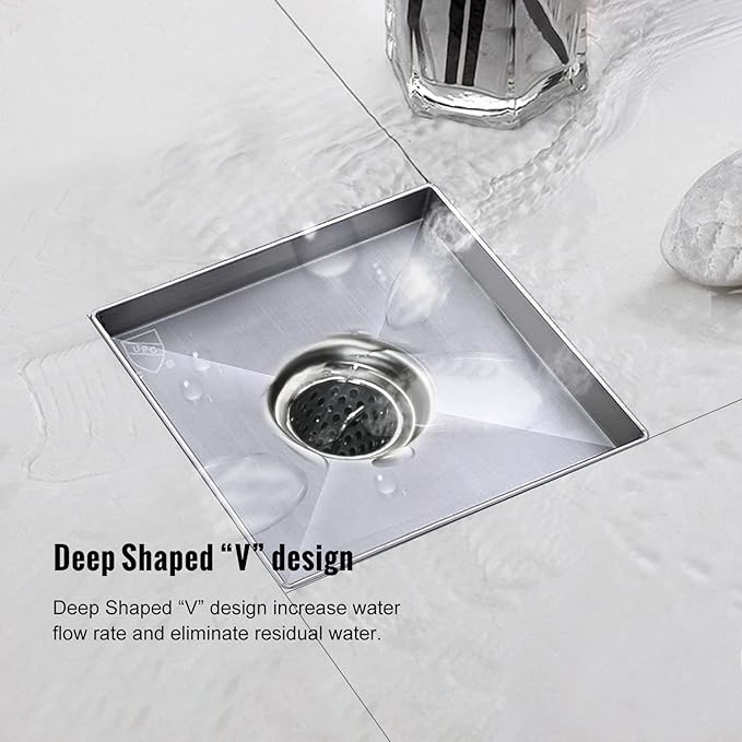 Square Shower Drain, Shower Drain 6 inch - Image 6