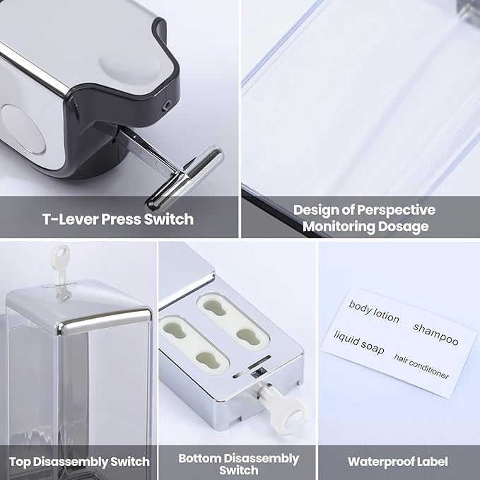 2-in-1 Quadrate Dispensers for The Shower, Shower soap Dispenser, Conditioner - Image 6