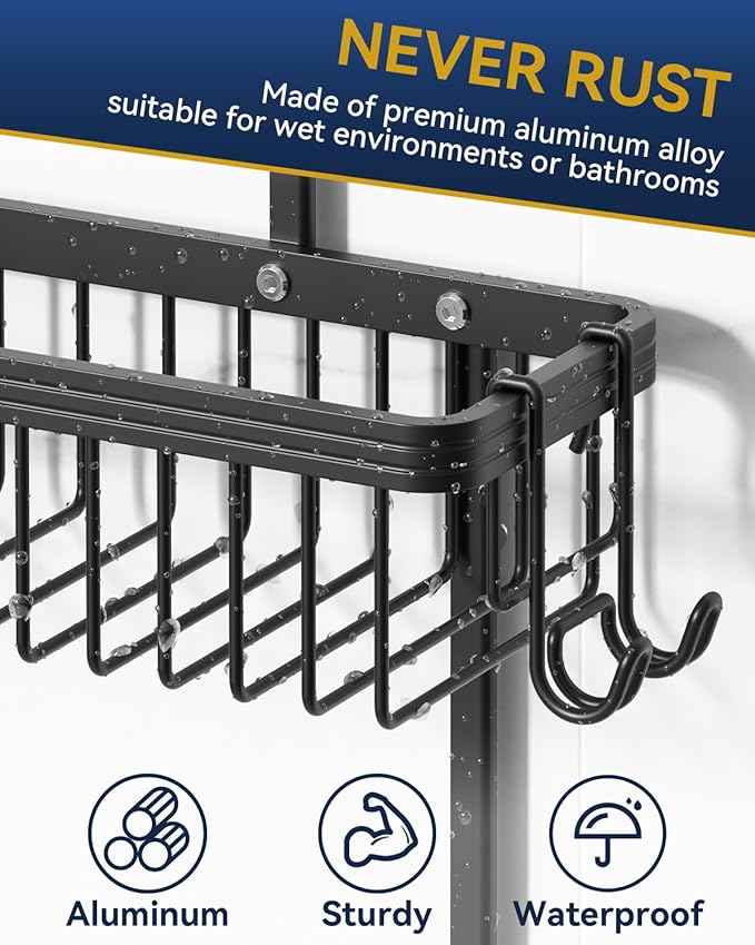 YASONIC Shower Caddy Hanging, Never Rust Shower Organizer Hanging, Aluminum - Image 4