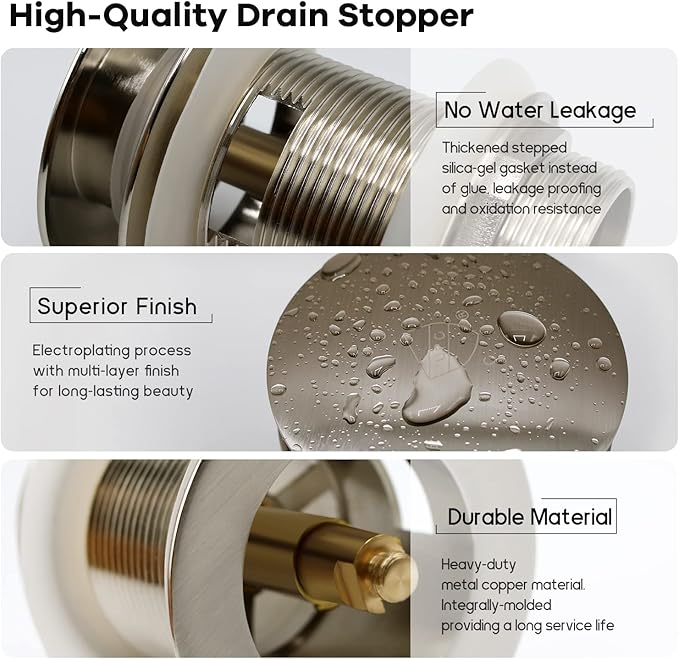 FerdY Pop-up Drain for Freestanding Bathtub, Brushed Nickel Finish, cUPC - Image 3