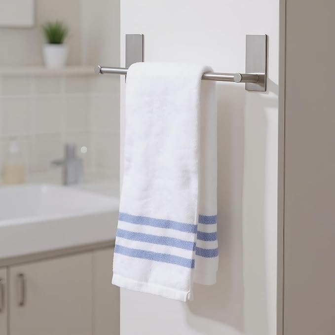 Songtec Bathroom Towel Bar 16-inch, No Drill Stick On Towel Rack, Easy Install - Image 3