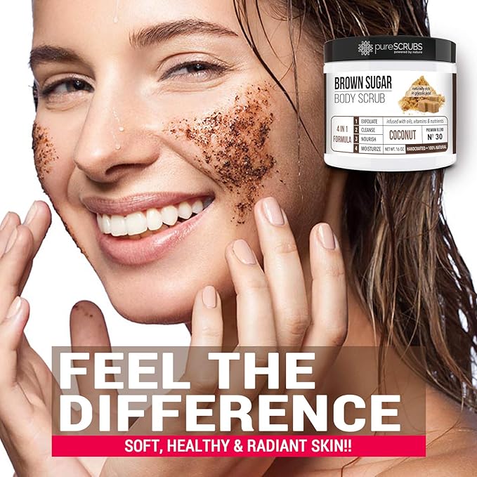 pureSCRUBS Premium Coconut Brown Sugar Scrub | Face, Feet & Full Body Scrub | - Image 5