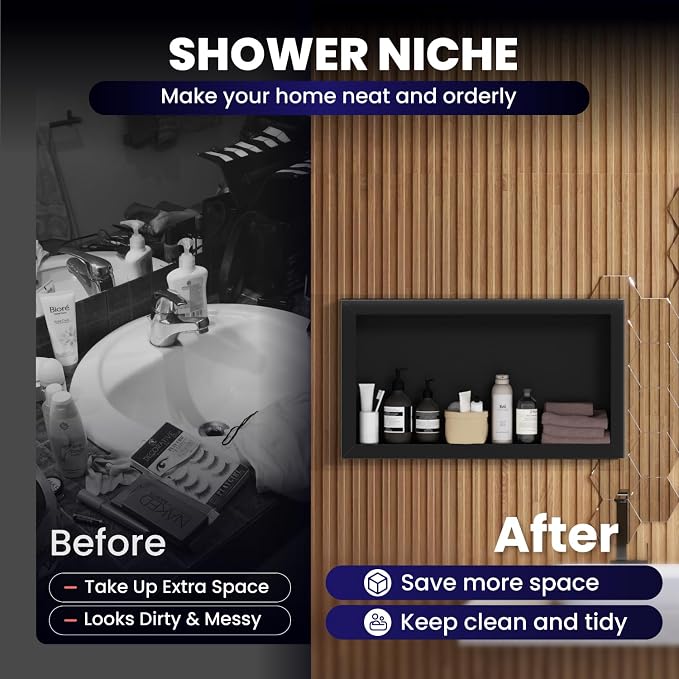 Stainless Steel Shower Niche 12" x 24", Single-Layer Wall Mounted No Tile Needed - Image 6