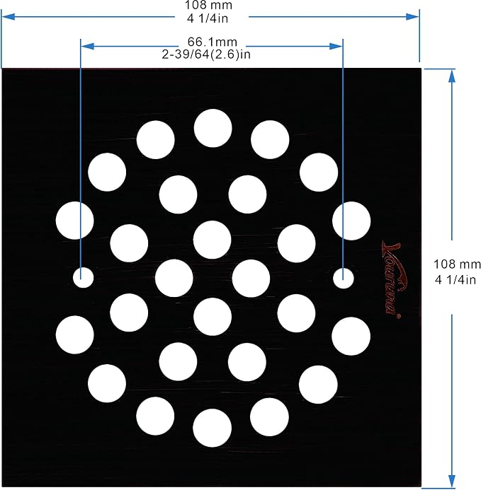 Square 4-1/4-inch Screw-in Shower Floor Drain Grate Strainer（Isn't Black） - Image 2