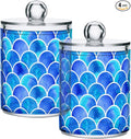 MNSRUU 4 Pack Qtip Holder Organizer Dispenser Blue Scales Of Mermaid Bathroom by MNSRUU