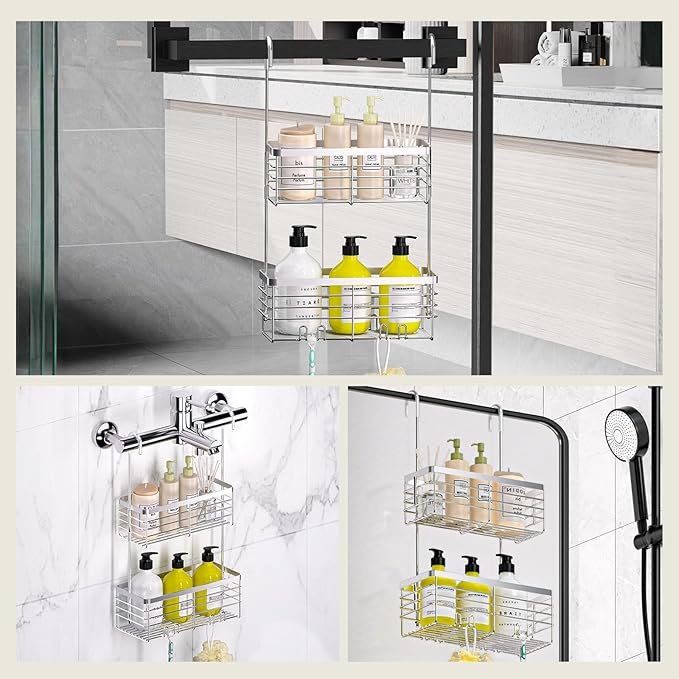 DELLAN Hanging Shower Organizer, 2-Tier Shower Rack - Image 6