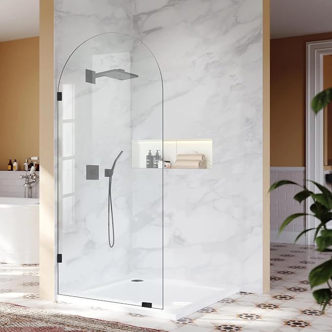 Bathroom Glass Shower Door Panel, 3/8" Thick Clear Tempered Glass Shower Door by BathStellarMall