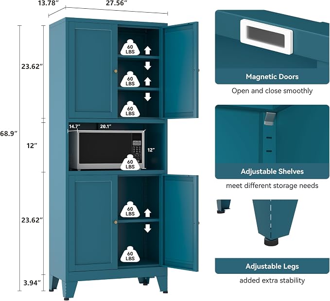 69''Metal Pantry Storage Cabinet - Image 3