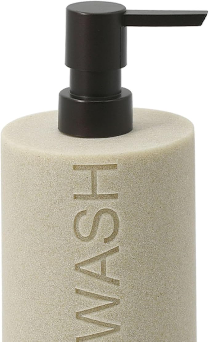Resin Tan Sandstone Body Wash Engraved Bottle Refillable Pump Dispenser - Image 8