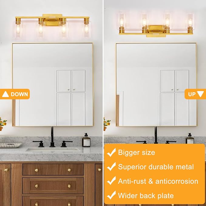 Brushed Gold Bathroom Light fixtures, Living Room Bedroom Hallway, Bathroom - Image 4
