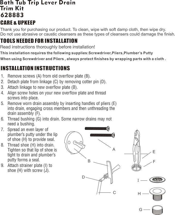 Artiwell Trip Lever Tub Trim Kit Set - Image 7