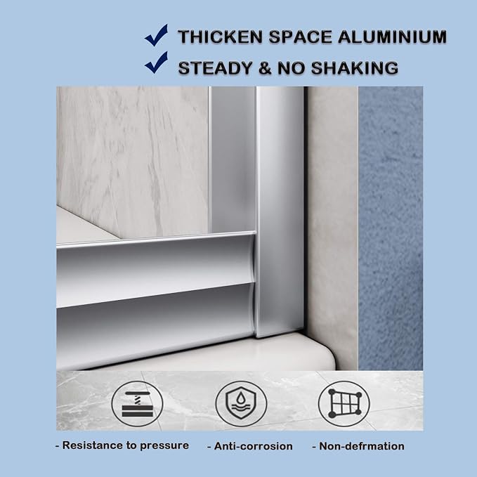SUNNY SHOWER Bathtub Door Double Glass Sliding Shower Tub Door 60" W x 57.4" H - Image 6