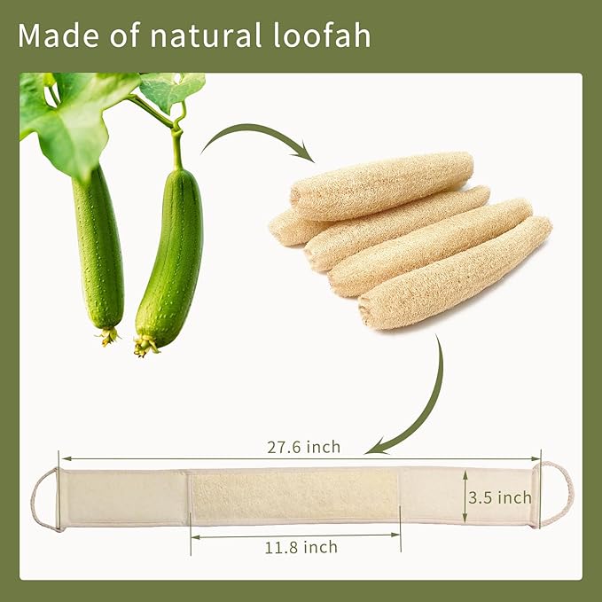 Natural Loofah Back Scrubber for Women, Exfoliating Bath Luffa Sponge Made from - Image 4