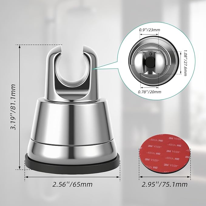 Hibbent 2 Pack Vacuum Suction Cup Shower Head Mount, Removable Shower Head - Image 6
