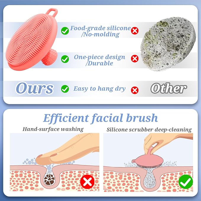 Silicone Back Body Face Scrubbers Set 4PCS, 15.35’’ Back Scrubber Soft Body - Image 5