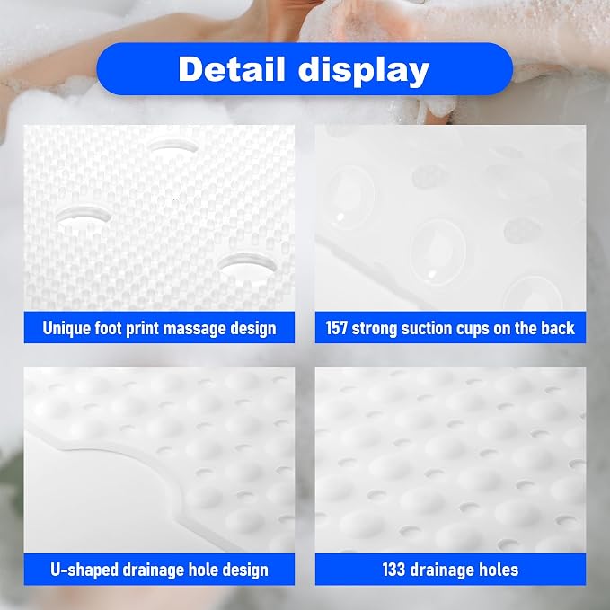 Silicone Bath Tub Mat Non Slip, Upgraded Bathtub and Shower Mats, Machine - Image 4