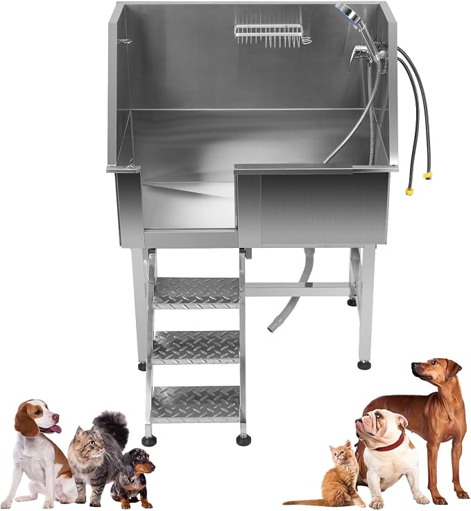 38-Inch Professional Stainless Steel Dog Grooming Tub by Unknown