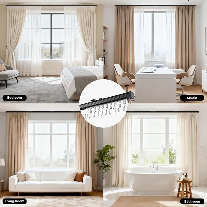 Ceiling Curtain Track 3–6 ft Black - Image 9