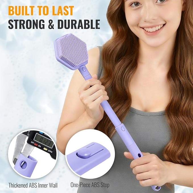 Silicone Back Scrubber for Shower – 21in Extendable Shower Brush - Image 7