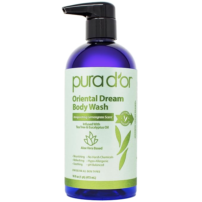 PURA D'OR 16 Oz Oriental Dream Body Wash – Invigorating Lemongrass Scent – Aloe by PURADOR