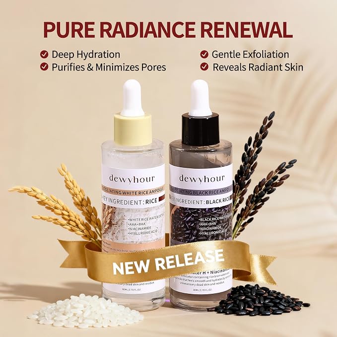 dewyhour Exfoliating Black & White Rice Ampoule Duo Set - Image 9