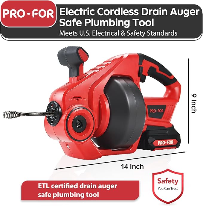 20V Cordless Electric Drain Auger, 25Ft Auto-Feed Drain Snake, Replaceable Cable - Image 6
