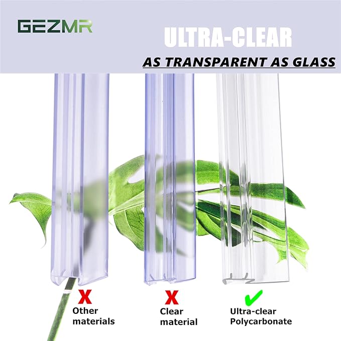 2-Pack Ultra Clear Shower Door Bottom Seal Frameless Glass Shower Door Sweep - Image 4