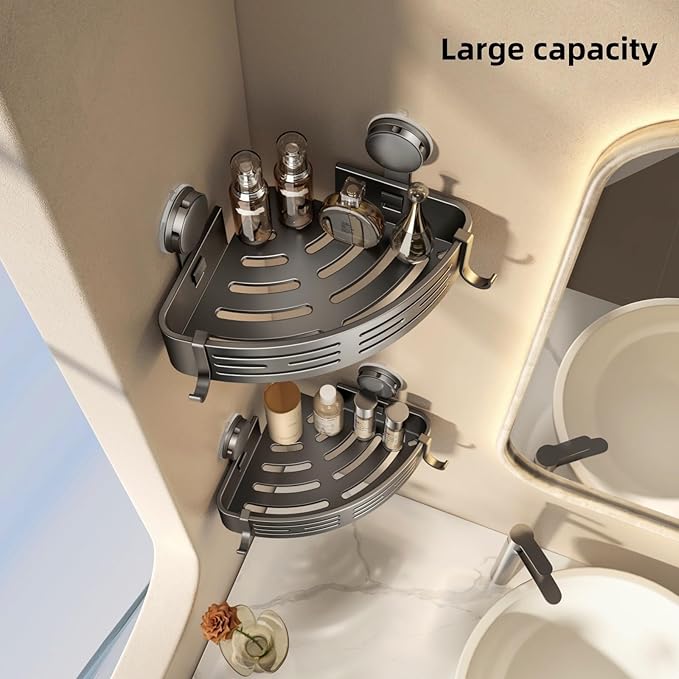 VOLPONE Shower Caddy Corner Suction Cup Shelf Corner No Drilling Bathroom - Image 6