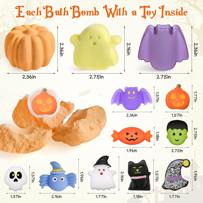 9 Pack Halloween Bath Bombs for Kids, Halloween Bubble Kids Bath Bombs - Image 3