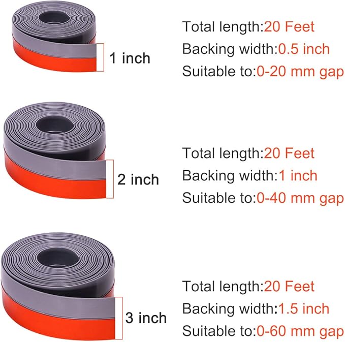 TORRAMI Wide Silicone Weather Stripping 3 inch Width 20 Feet Length, Draft - Image 2
