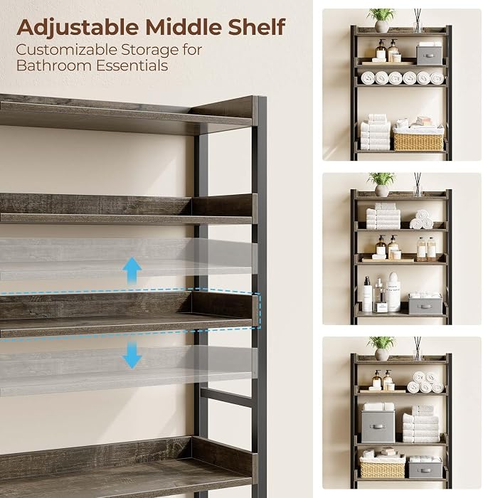 Rolanstar Over The Toilet Storage 4-Tier, Sturdy Bathroom Shelf - Image 5