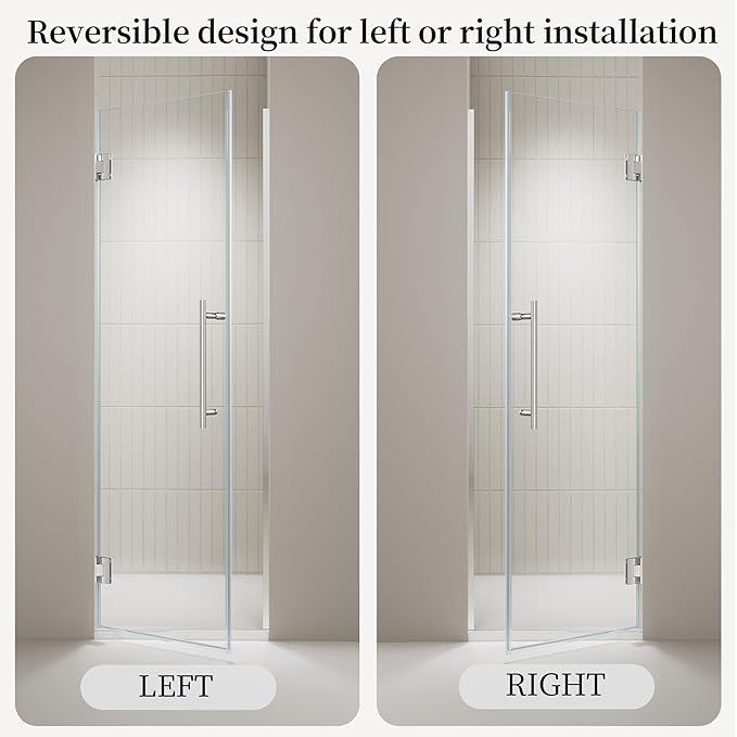 Frameless Hinged Shower Door, Single Swing Shower Panel - Image 7