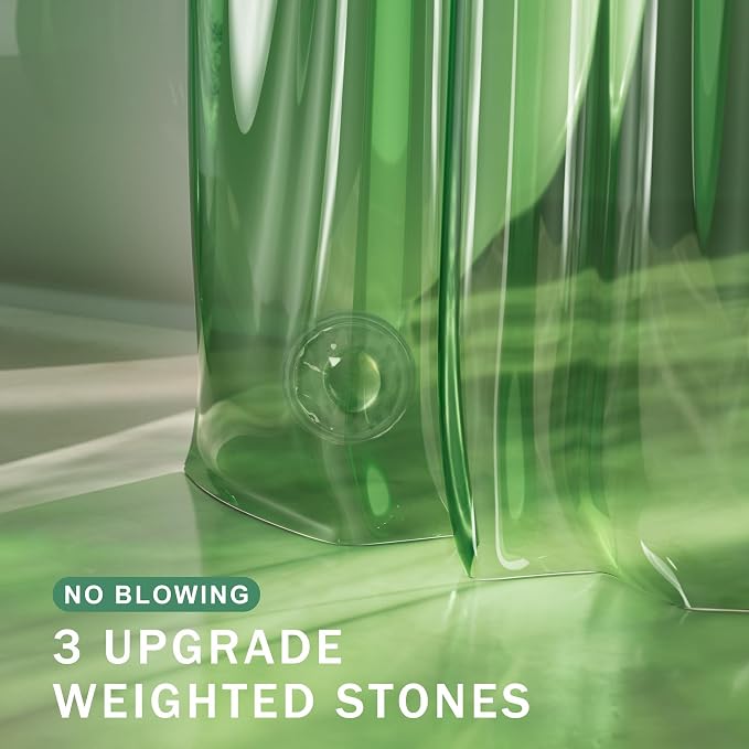 AmazerBath Shower Curtain Liner, 100% EVA Clear Green Heavy Duty Luxury Shower - Image 3