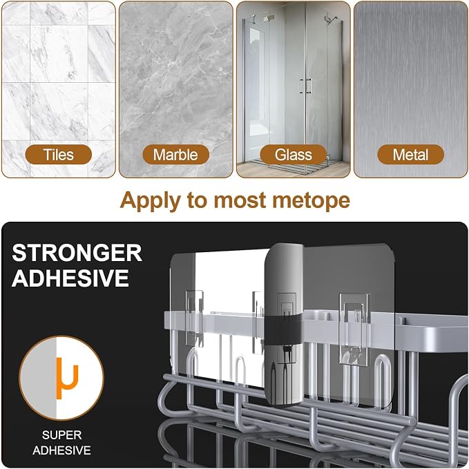 2025 New Adhesive Shower Caddy, Shower Shelves - Image 7