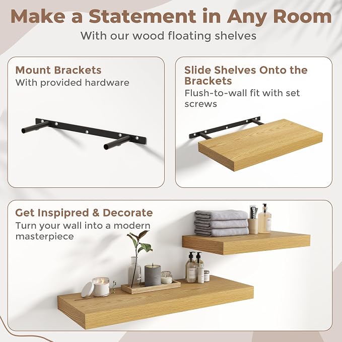 30 Inch Floating Shelves for Wall Set of 2, Easy Install Engineered Wood - Image 5