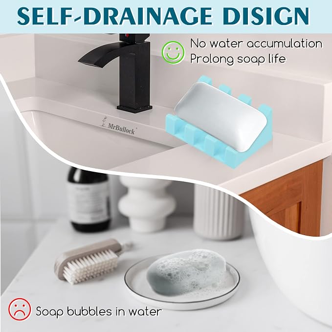 Silicone Soap Dish for Bar Soap Holder for Shower Bathroom Self Draining - Image 4