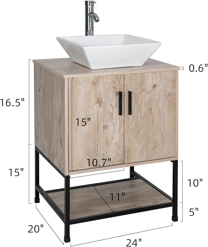 UEV 24" Bathroom Vanity, Oak Color Bathroom Vanity Set - Image 2