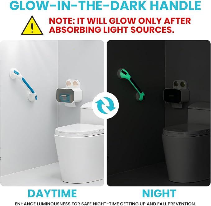 TAILI Shower Grab Bar Glow in The Dark, 2 Pack 16.8 in Grab Bars - Image 2