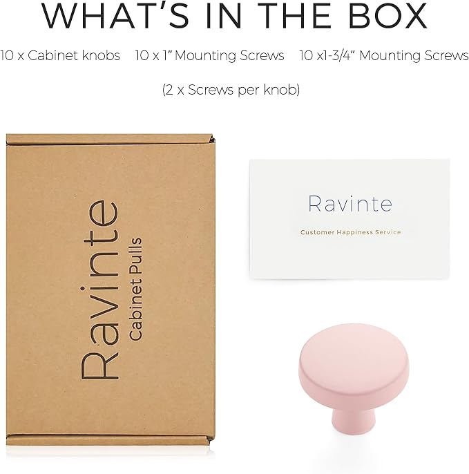 Ravinte 10 Pack Drawer Pulls 1-1/4 Inch Pink Kitchen Cabinet Knobs Solid Round - Image 7