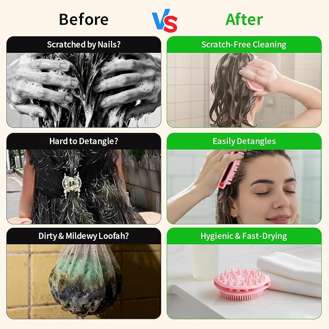 Silicone Body Scrubber and Shampoo Brush, Double-Sided Exfoliating Body Brush - Image 3