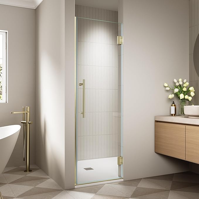 Frameless Hinged Shower Door, Single Swing Shower Panel by Unknown