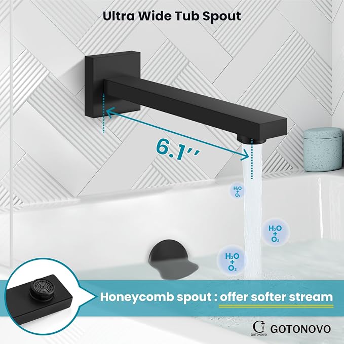 gotonovo Shower System with Tub Spout Wall Mounted Rain Shower Head and Handle - Image 7