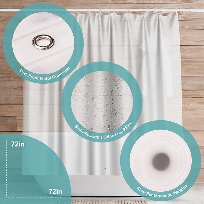 BigFoot Shower Curtain Liner – 72 x 72 PEVA Premium Shower Curtain - Image 3