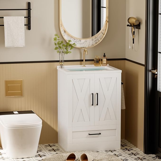 YESHOMY Bathroom Vanity with Sink, Farmhouse Cabinet Easy Assembly - Image 7