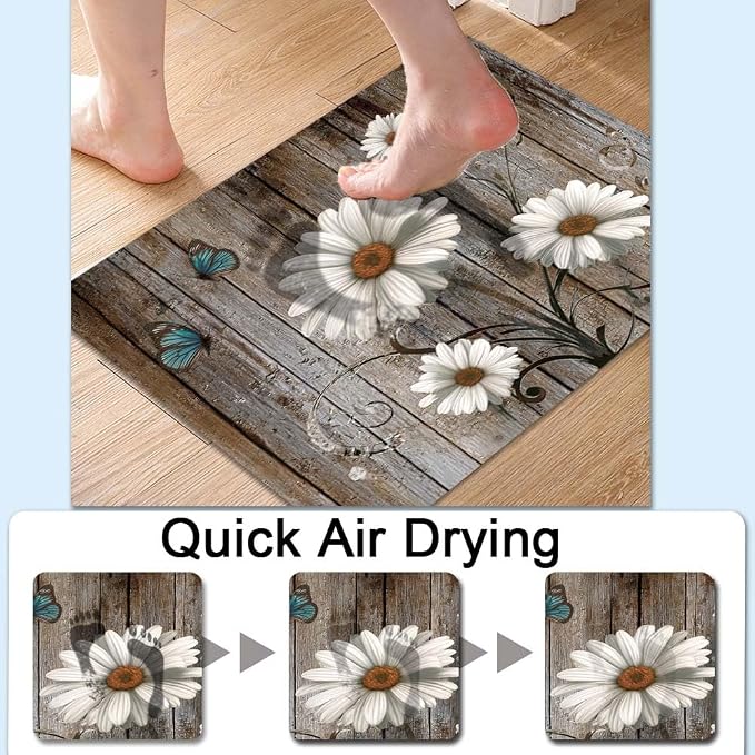 Bath Mat Rug, butterflies Non Slip Quick Dry Super Absorbent Thin Bathroom Rugs - Image 4
