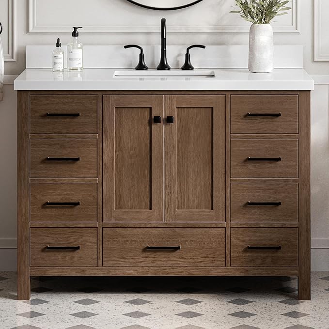 ARIEL Cambridge 49 Inch Single Rectangle Sink Bathroom Vanity by Ariel